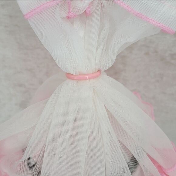 Vintage Bonnet Satin Sleep Cap Pink and White - Picture 7 of 7